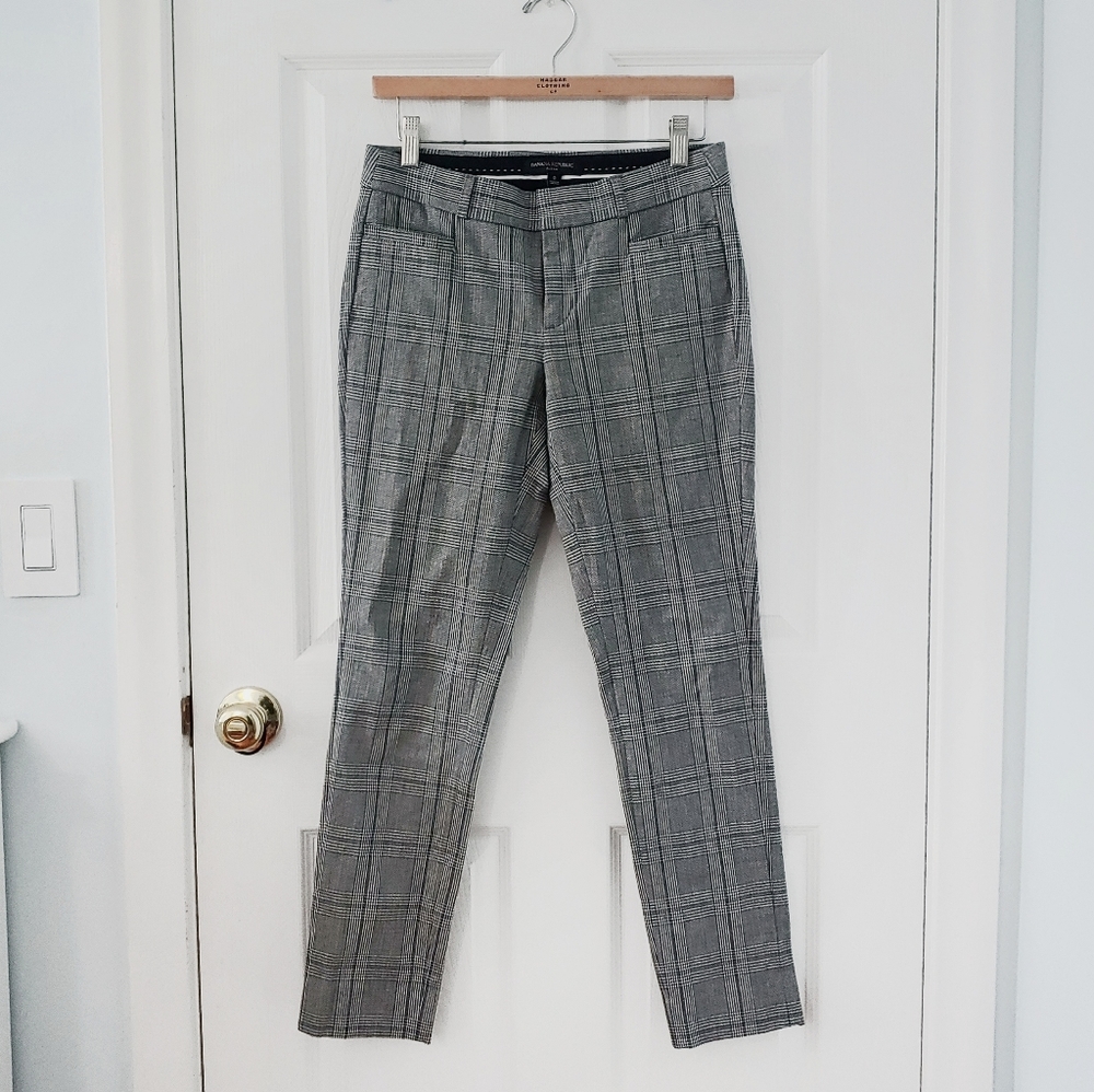 banana republic plaid grey ankle trousers pants